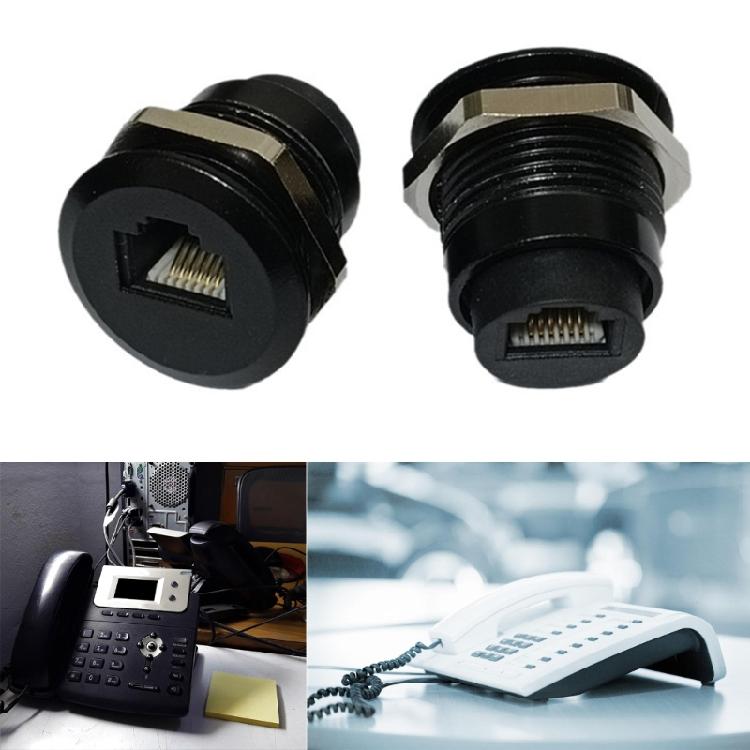 RJ12 6P6C Female Panel Mount Sockets Threaded Installation Kit for DSL Splitter Communication Systems