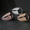 Adjustable Open Wing Ring with Full Paved Marquise & Pear Cut Cubic Zirconia Silver/Gold/Rose Gold Tone Statement Ring for Women