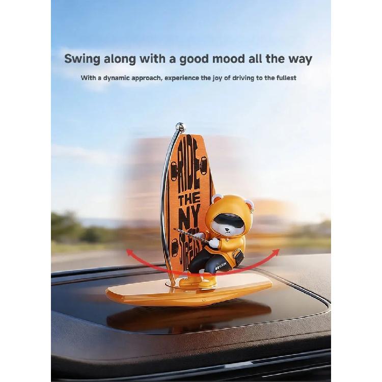 1 Stück Auto-Wackel-Surfer-Bär Kreatives Ornament für Auto-Mittelkonsole Autozubehör