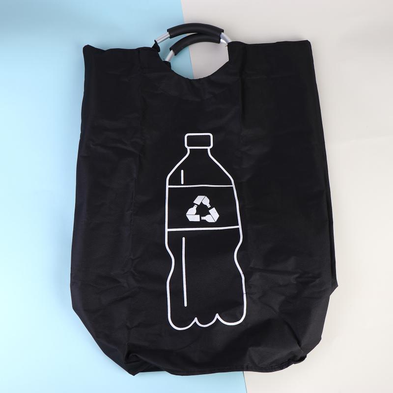 

New 82L Large Capacity Empty Bottle Storage Basket With Aluminum Handle Wastewater Bottle Collector Bag Folding Recycling Bin 1P чёрный