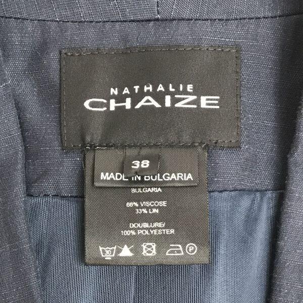 Excellent Condition NATHALIE CHAIZE Tuxedo Collar Jacket 38 M Women Navy Buttonless Jumper(USED)