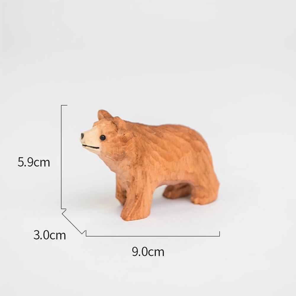 Hand-Carved Wooden Animal Statue Animals Figures Portable Animal Crafts Home Decoration for Table Bookshelf Fireplace Decor