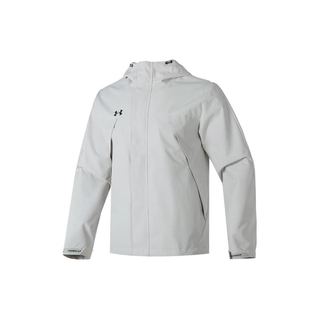 Under Armour Solid Logo Outdoor Training Running Fitness Woven Hooded Jacket Men Jacket Light-Gray 23600401-009