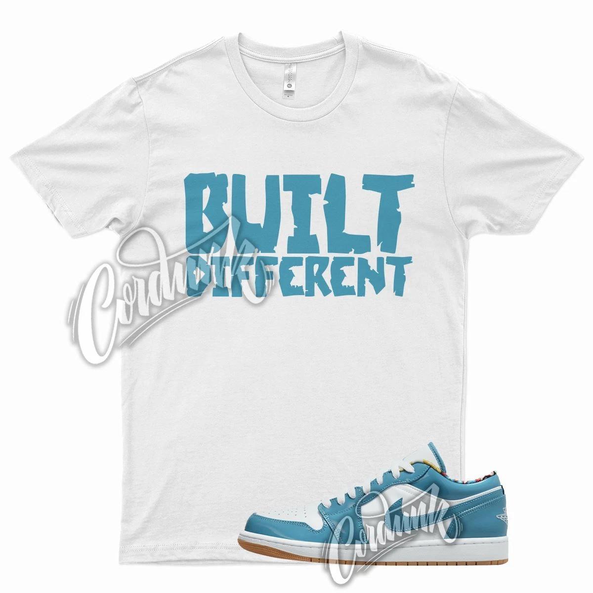 White BUILT T Shirt for Air J1 1 Low Teal Aqua Blue All Star Chlorine M