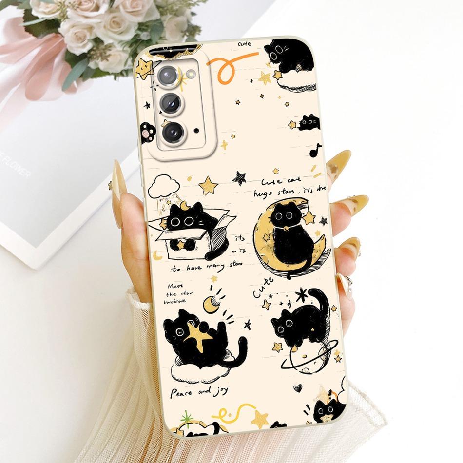 Für Samsung Galaxy S20 S20+ S20FE Niedliche Katze Blume Handyhülle Für Samsung S 20 S20 FE 4G 5G Stoßfeste Weiche Silikon-Stoßfänger
