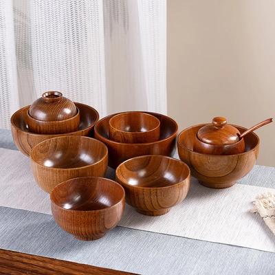 Holzgeschirr Saure Dattelholzschüssel Salatschüssel Japanisches Retro-Frühstück Umweltfreundliche Nudeln Haushaltssuppenschüssel