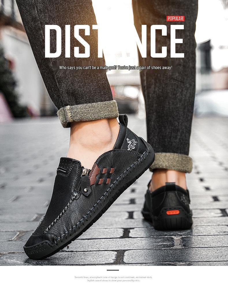Men's Casual Retro Microfiber Leather Stitching Shoes with Zipper