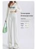 Women's High Waist Mint Green Tencel Jeans - Slim Fit, Raw Edge, Straight Wide Leg, Summer 2025 Collection