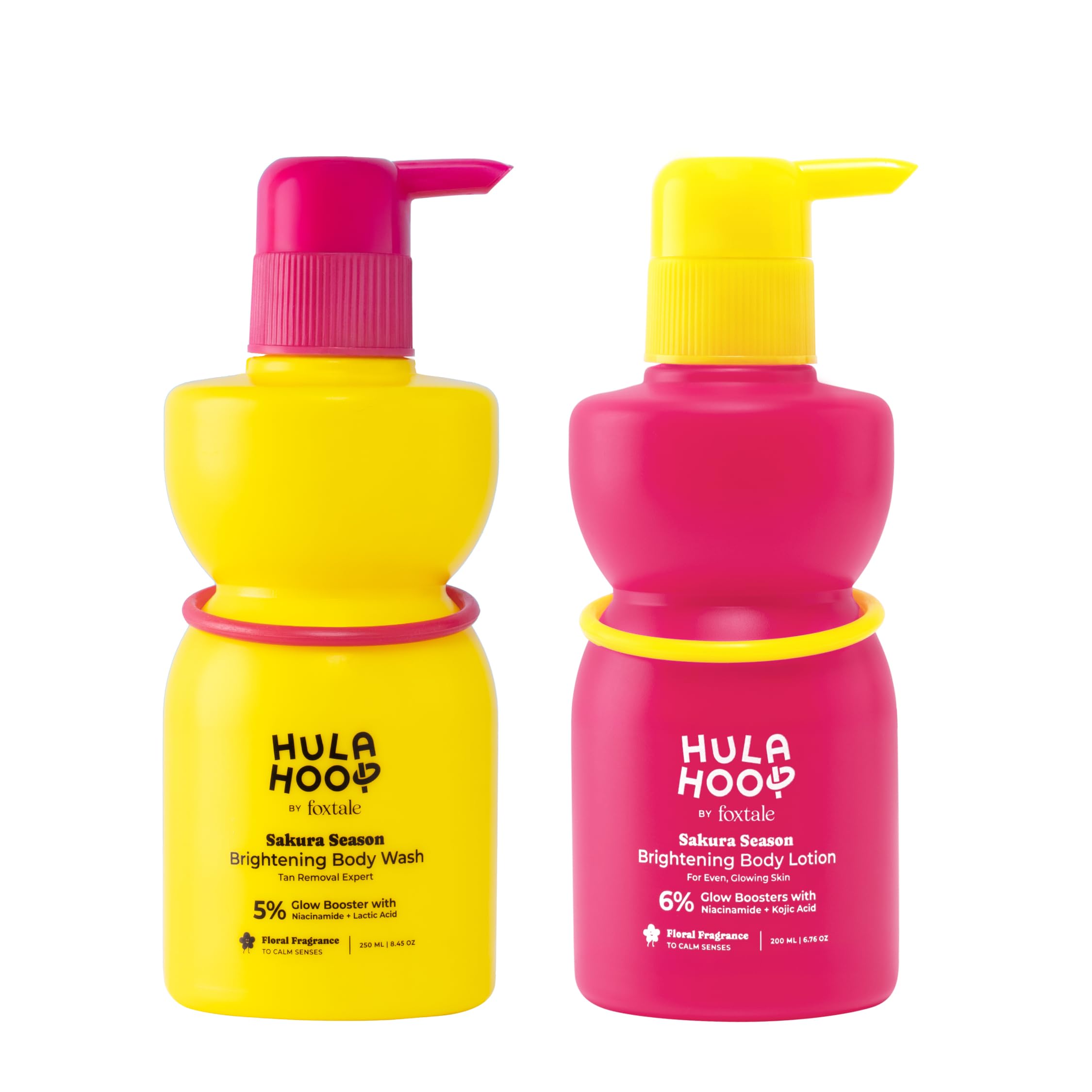 Hula Hoop Brightening Body Wash & Body Lotion | Body Wash with Niacinamide & Lactic Acid | Body Lotion with Kojic Acid, Niacinamide, & SPF 30 | For Sm
