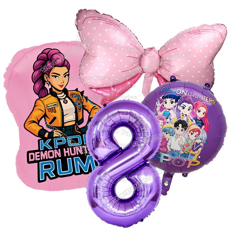 Kpop Demon Hunters Birthday Balloons Decoration Zoey Rumi Mira Girl Party Number Balloons Set Party Favor Home Decor Kids Gift