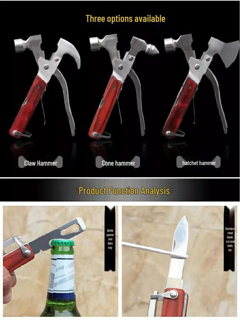 Multifunctional Car Safety Hammer: Emergency Escape Tool, Window Breaker, and Firefighting Aid