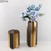 Golden Geometry Vase Artificial Flower Decorative Flowers Pots Desk Decoration Leather Floral Vases Room Aesthetic Decor