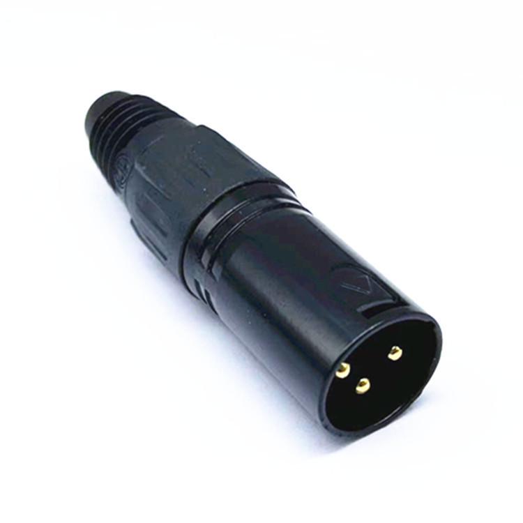 HF Black Triple-Core XLR Gold-Plated Microphone Connector