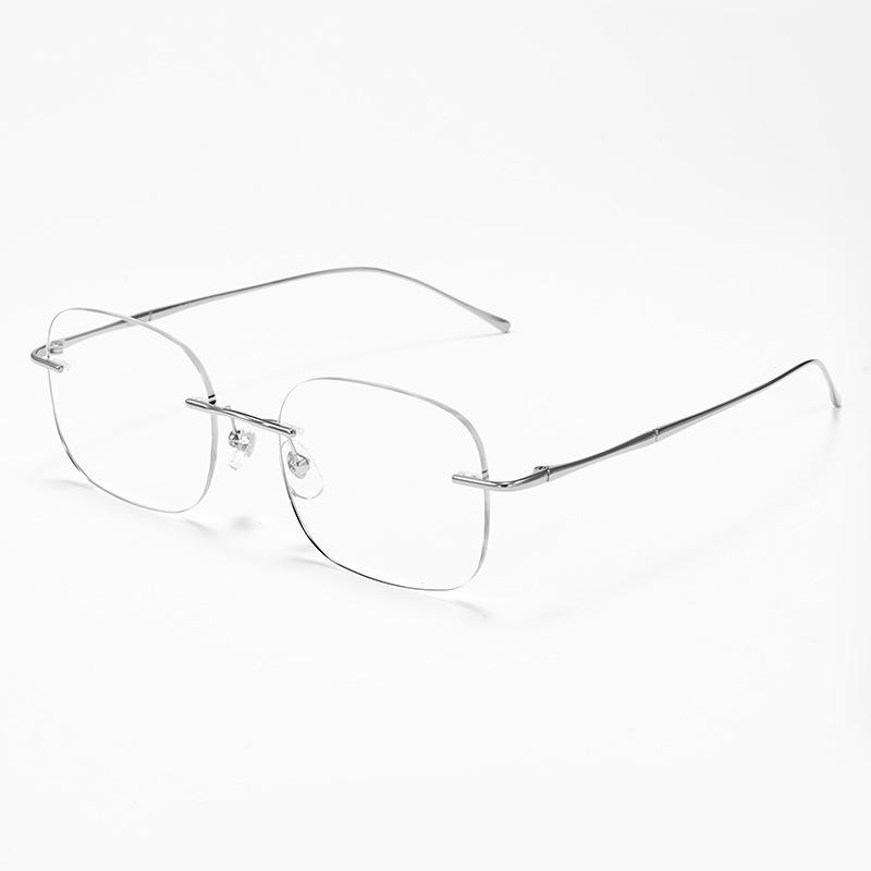 Black anti-blue light box rimless myopia glasses flat glasses light metal frame male pure desire super year frame