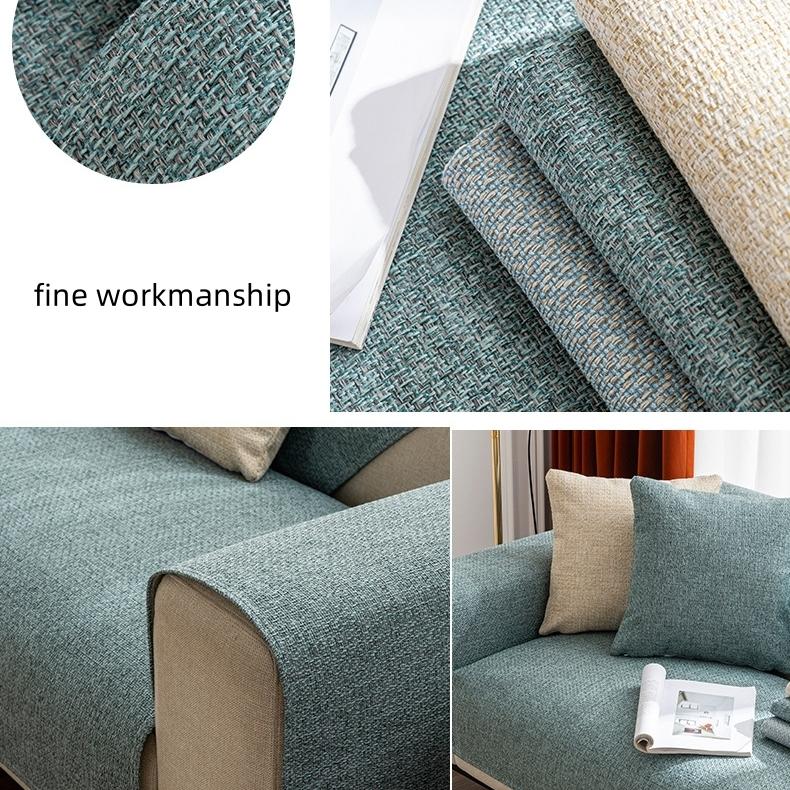 New Linen Solid Color Sofa Mat  Anti Slip Thickened Four Seasons Dustproof Seat Living Room Modern Minimalism Protector Cover