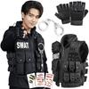 Chaleco táctico cosplay SWAT uniforme de Halloween militar equipo airsoft uniforme de combate evento unisex multi-bolsillo tamaño ajustable set completo de 6 piezas (táctico