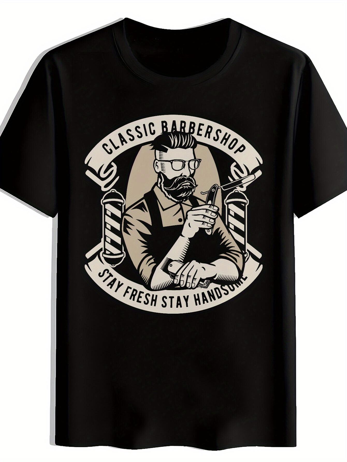 T-shirt Classic Barbershop Graphic - Stay Fresh Stay Handsome Design M