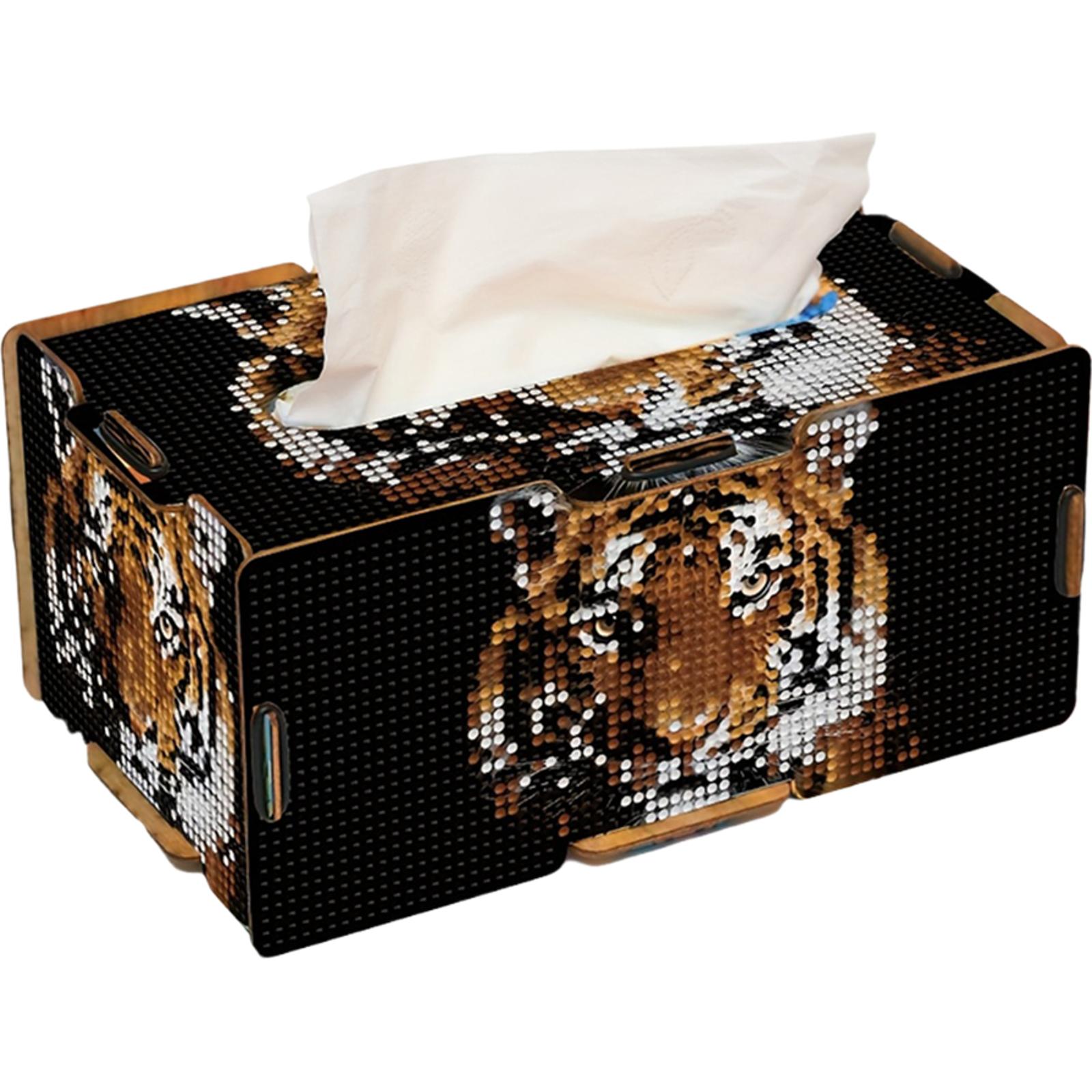 

Wooden Colorful Pattern 5D DIY Diamond Handmade Tissue Holder Rhinestones Decorative Tissue Box for Beginners тигровый