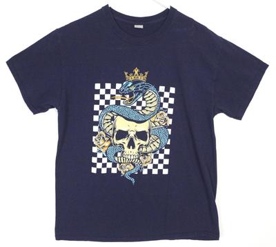 King Cobra Snake and Skull Graphic T-Shirt Navy Blue Unisex T-Shirt