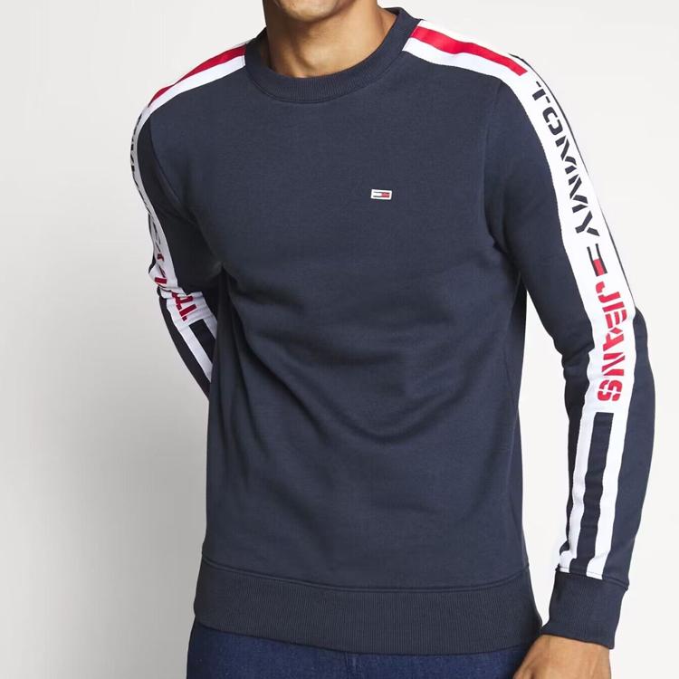 Tommy Hilfiger Letter Round Neck Fleece Long Sleeve Sweatshirt Men sweatshirt Navy-Blue 78J3634-410