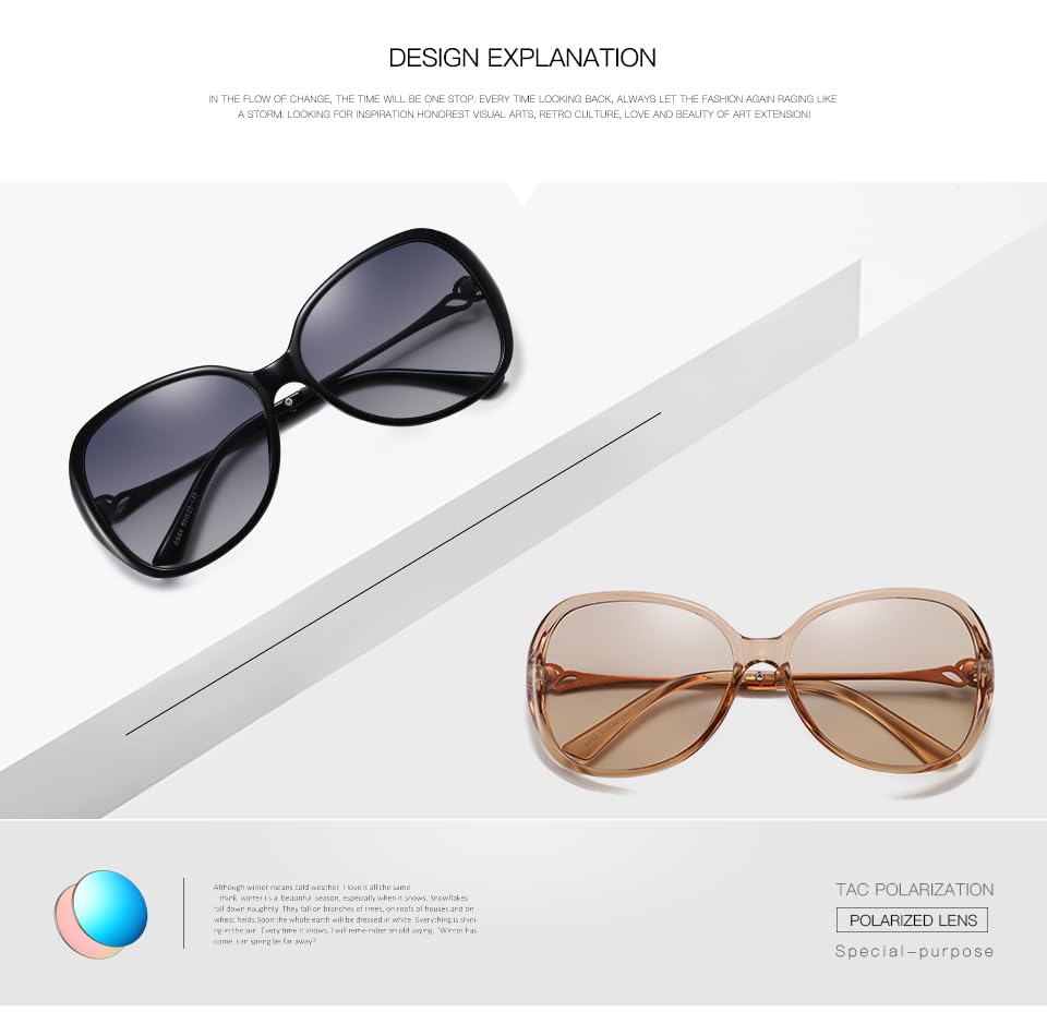 Polarized Sunglasses for Polarized UV400 for B1074 [FEISEDY] Women, Lenses, Protection, Cat-Eye Design, Lightweight, Comfortable, Sports, Fishing,