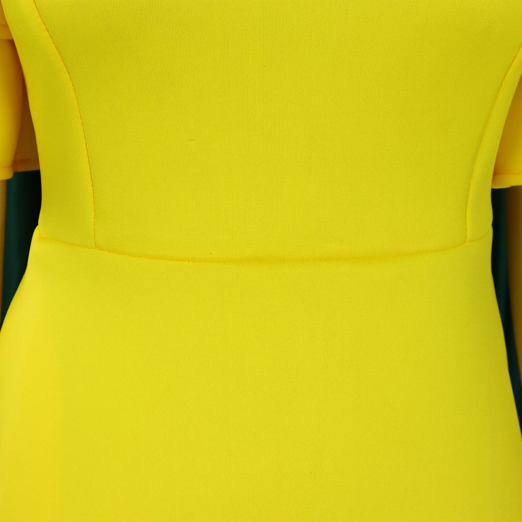 YYFS Dámská móda Léto Jaro Jednobarevný potisk Neformální šaty s krátkým rukávem a výstřihem do V s vysokým pasem