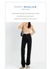 2025 Women's High Waist Black Straight Leg Jeans – Tall, Slimming, Extra Long Trendy Mop Pants