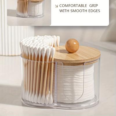Portable Dual Hole Cotton Swab Holder Modern Round Cosmetic Storage Container for Cotton Pads and Makeup Sponges