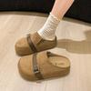 2025 early autumn new big head shoes Boken shoes fashion thick-soled bag head slippers wear matte lazy half slippers women