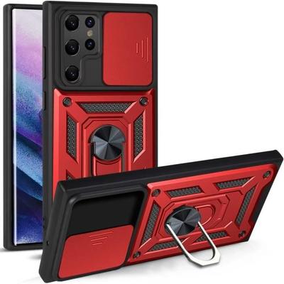 Protective Case - PROSHOP - for Samsung S22 Ultra - Red - Rigid - Army Style