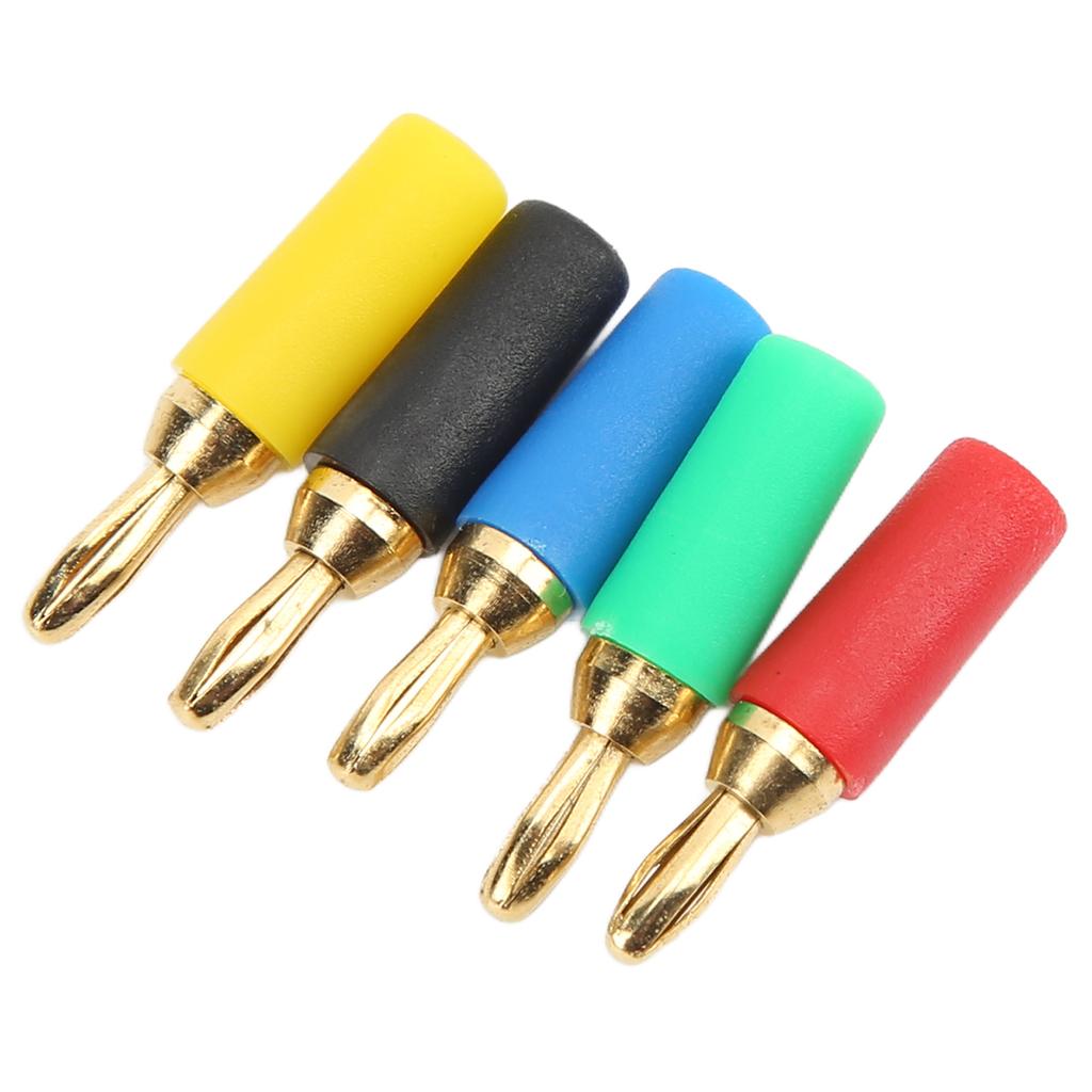 2set Banana Plug 2.5mm 0.1in 4 Leaf Type 5 Color Screwed Welded Fixing Brass Gold Plated Electrical Connector