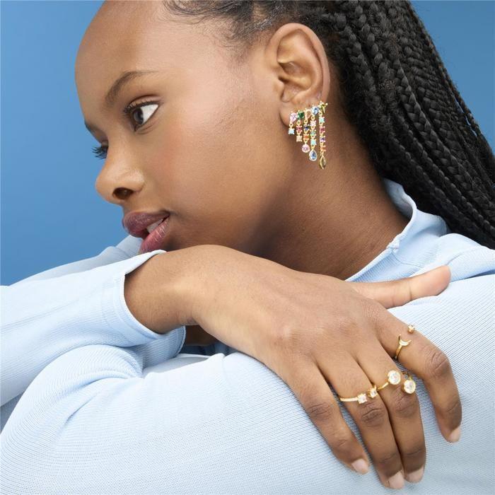 Boucles d'oreilles Luxenter en argent 925 et zircon multicolore finies en or jaune 18k - Arkai