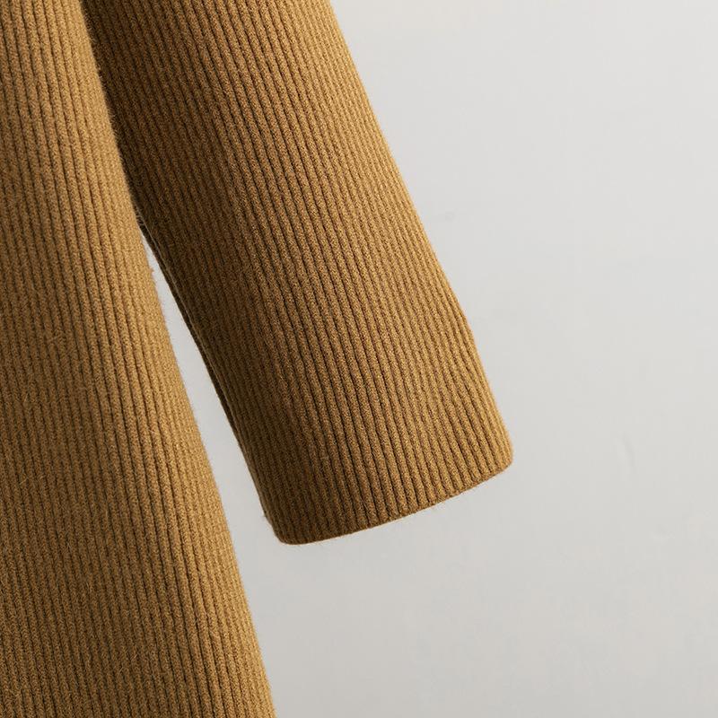 Woman Autumn And Winter Long And Medium Length Dress Loose Velvet And High Neck  Solid Color Wool Dress