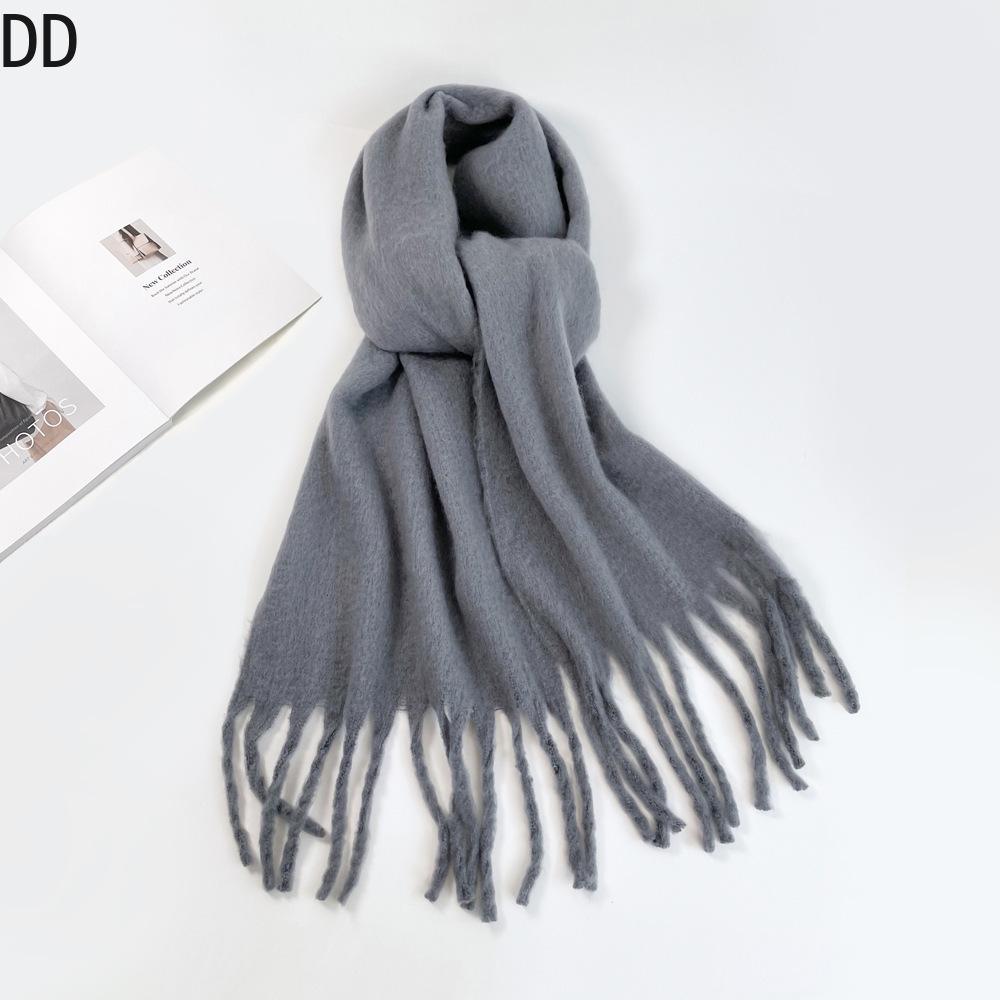 Chic Women Scarf Autumn Winter Mohair Versatile Luxury Green European Shawl Female Soft Warm Thermal Muffler Ladies Y2K Style
