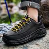 Men's Hiking Shoes PU Leather Casual Sports Shoes Fashion Lace-up Platform Shoes Waterproof Walking Shoes Big Size 39-48
