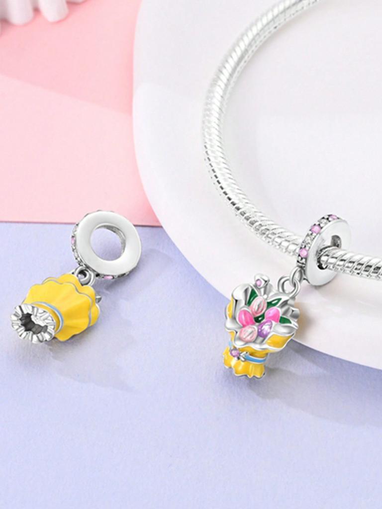 Copper Colors Autumn Sunflower Tulip Leave Beads Charm Pendant For Original Bracelet For Women Diy Jewelry Love Gift