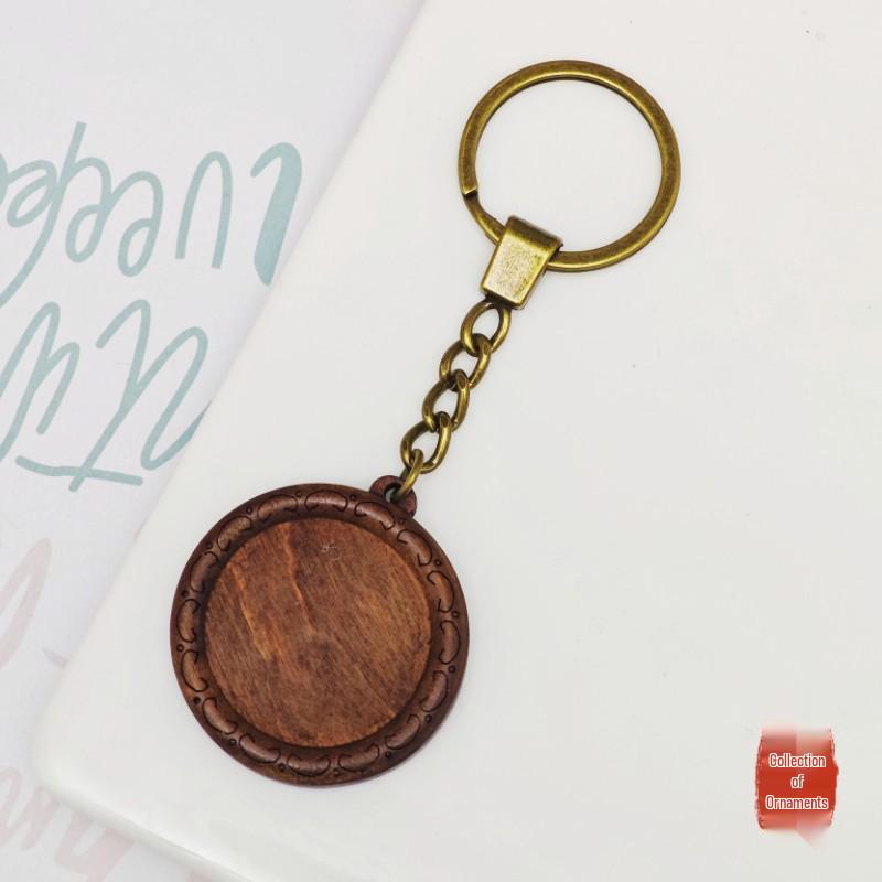 DIY Wooden Lace Base Keyring with Embroidery Kit & Snap Button