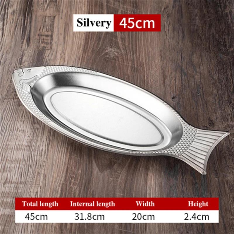 Korean Style Stainless Steel Plate Fish Dish Fish Shaped Plates Steamed Fish Creative Egg Plate Barbecue Plate Tray Plates