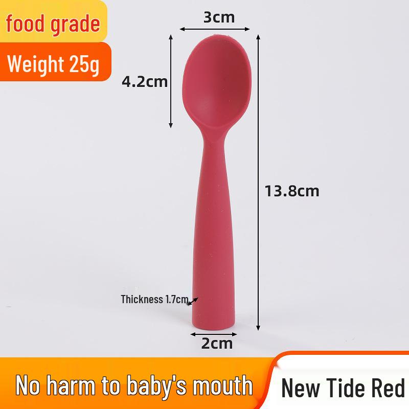 

Baby Feeding Training Spoon - Silicone Long Handle for Infant Eating
