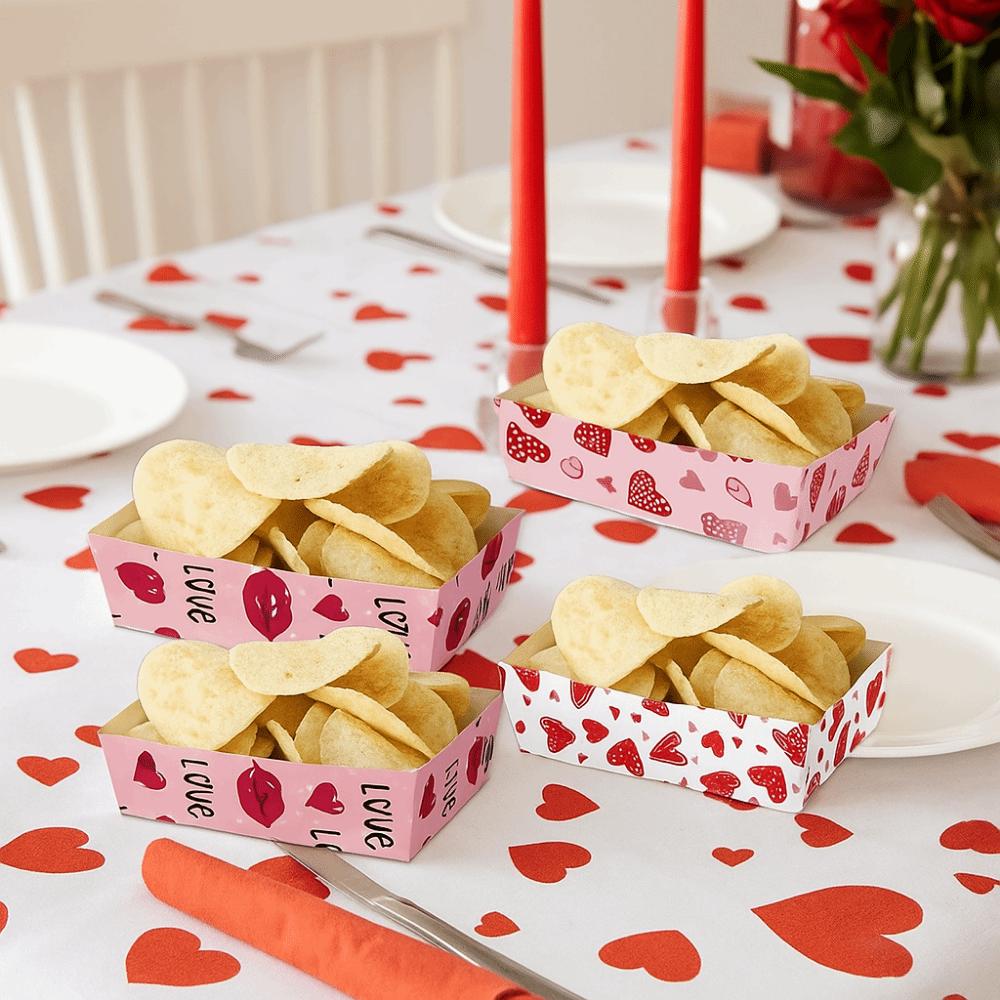 12Pcs/Set Boat-Shaped Trays Disposable Paper Food Trays Paper Disposable Food Trays  Wedding Party