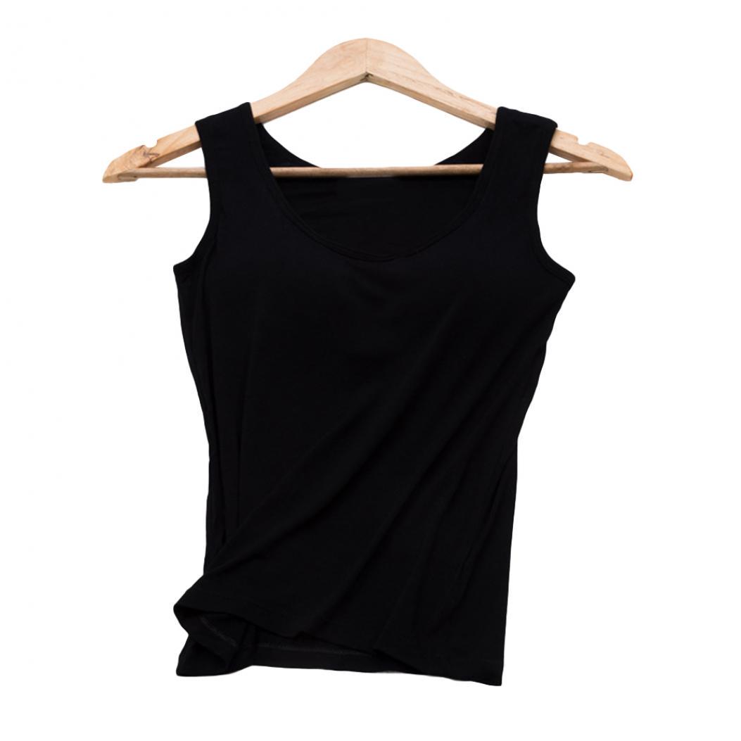 

Женская повседневная спортивная майка без рукавов с U-образным вырезом и подкладкой из модала L чёрный