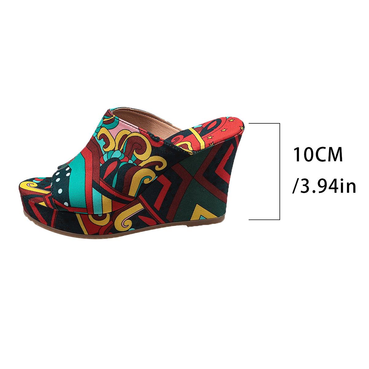 

2025 outer wear new summer women s drag foreign trade slope heel thick bottom one word fish mouth sandals large size color increase slippers 35 червоний