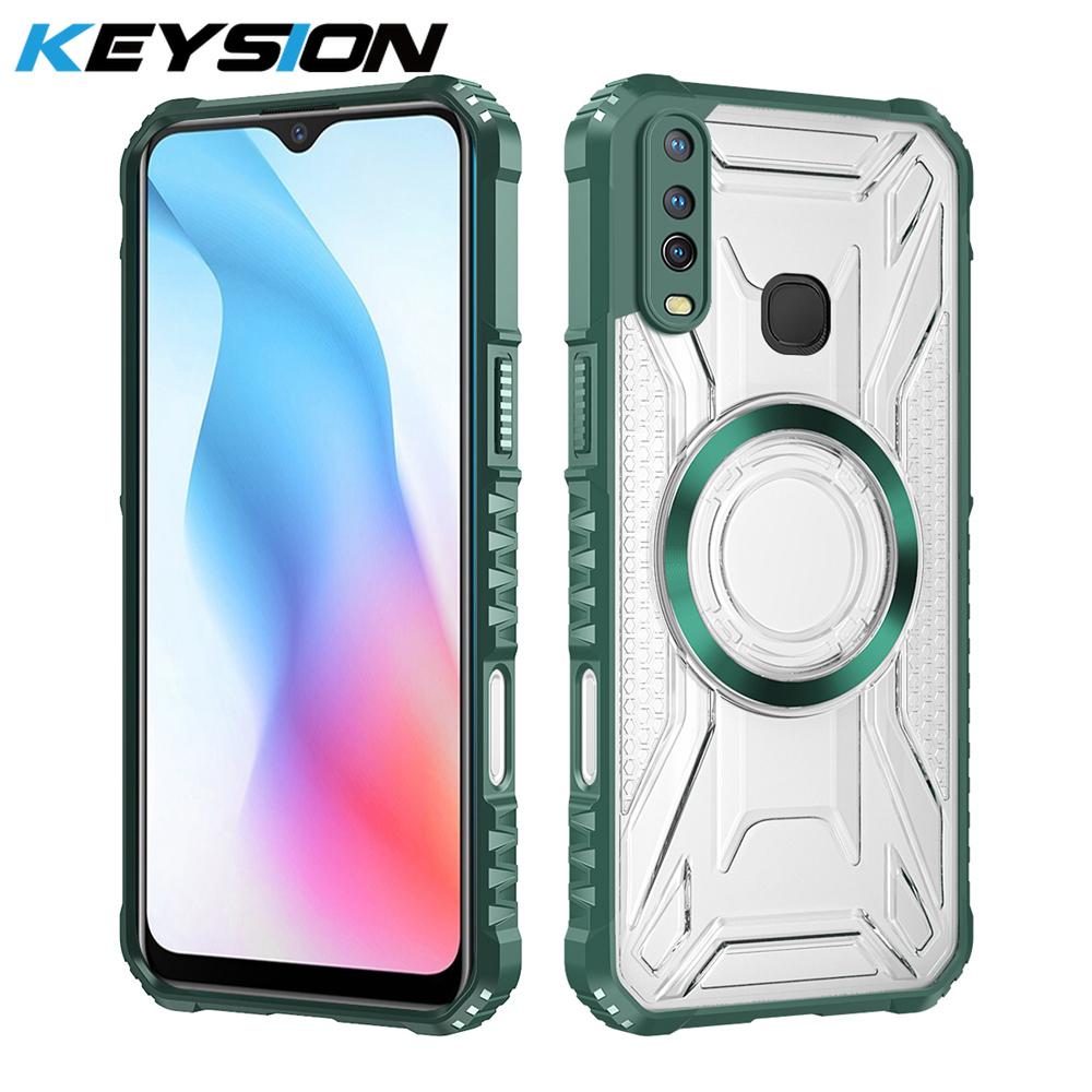 

KEYSION Прозрачный магнитный чехол для VIVO Y17 Y15 Y12 Мягкий силикон+ПК Сверхпрочный противоударный чехол на заднюю панель телефона для VIVO Y11 2019 for VIVO Y11 2019 зелёный