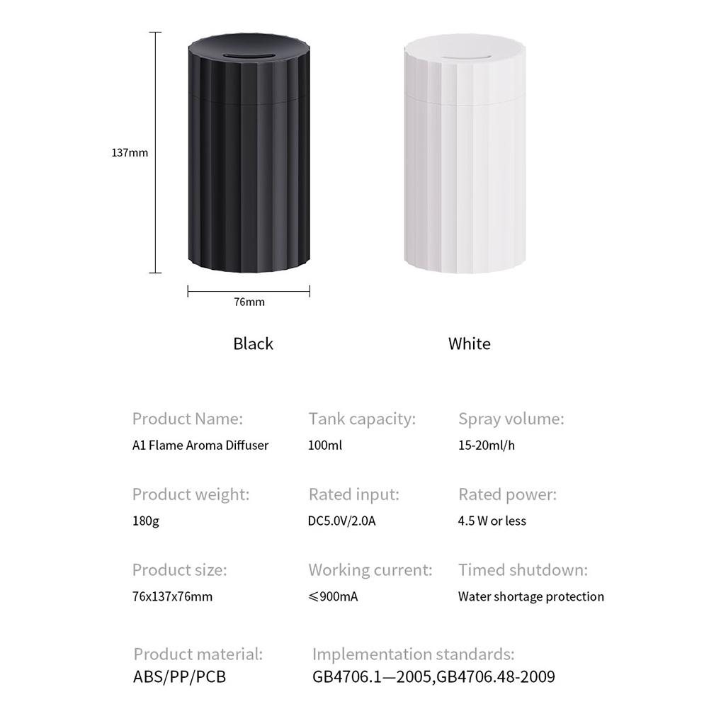 Aroma Diffuser Essential Oil Lamp 100ml USB Portable Air Humidifier With Color Flame Night Light Flame Diffuser For Essential