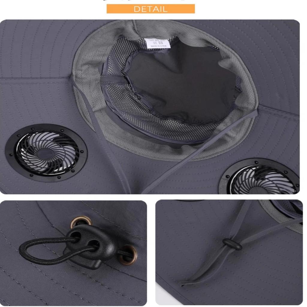 Chapeau à ventilateur solaire, Chapeau à ventilateur solaire à large bord, 2 Chapeaux Sombrero à ventilateur solaire et chargement USB. Parfait pour les hommes et les femmes passionnés de pêche en plein air, de camping