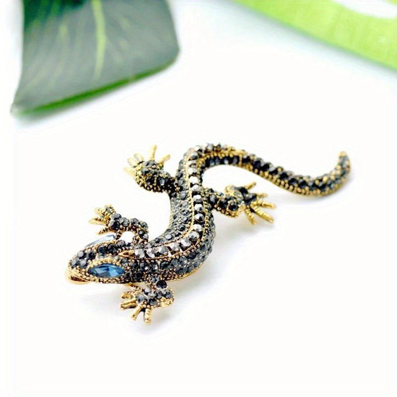 SKEDS Full Rhinestone Chameleon Brooch for Women Unisex Crystal Lizard Pin Banquet Party Backpack Gifts Jewelry Accessories