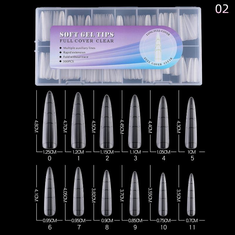 240Pcs Coffin Stiletto Trapezium Soft Gel Nail Tips With Auxiliary Lines Innovative Press On Nails Multifun Full Cover Fake Nail