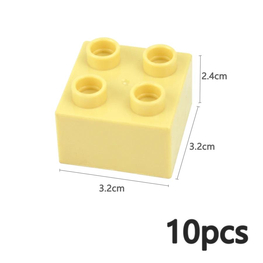 10Pcs 2X2 Dot Big Size Colorful Building Blocks Large Figures Thick Print Brick Toys Educational for Kid Compatible with Duploes