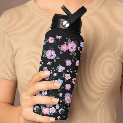 Portable 1000ML Thermos Bottle Aesthetic Stainless Steel Insulated Tumbler with Straw Cute Leak Proof Thermal Water Bottle