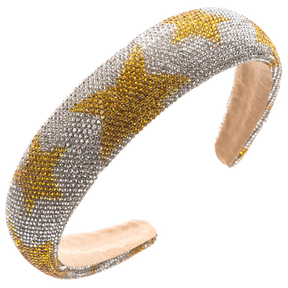 European and American New Super Flash Rhinestone Five-Pointed Star Hairband Fashionable High-Grade Versatile Sponge Headband
